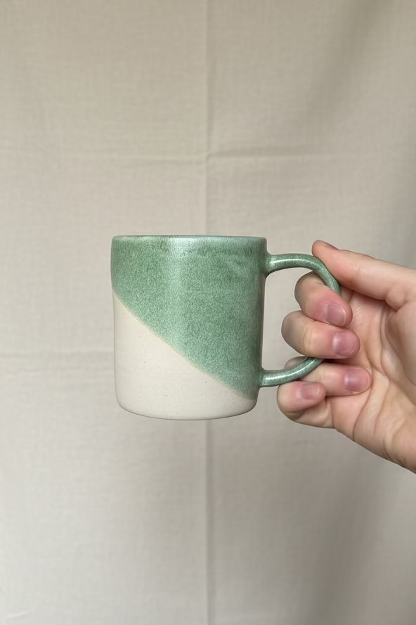 White & Green Mug