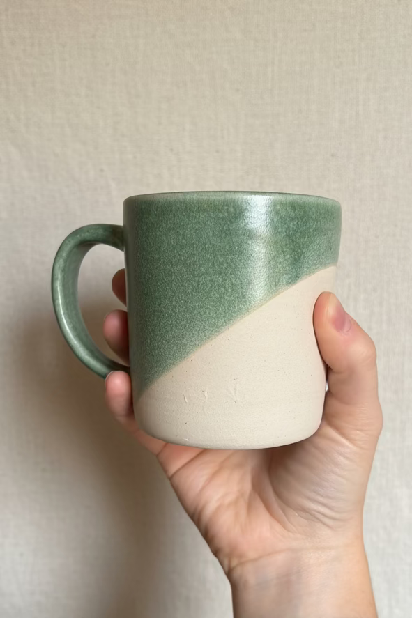 White & Green Mug